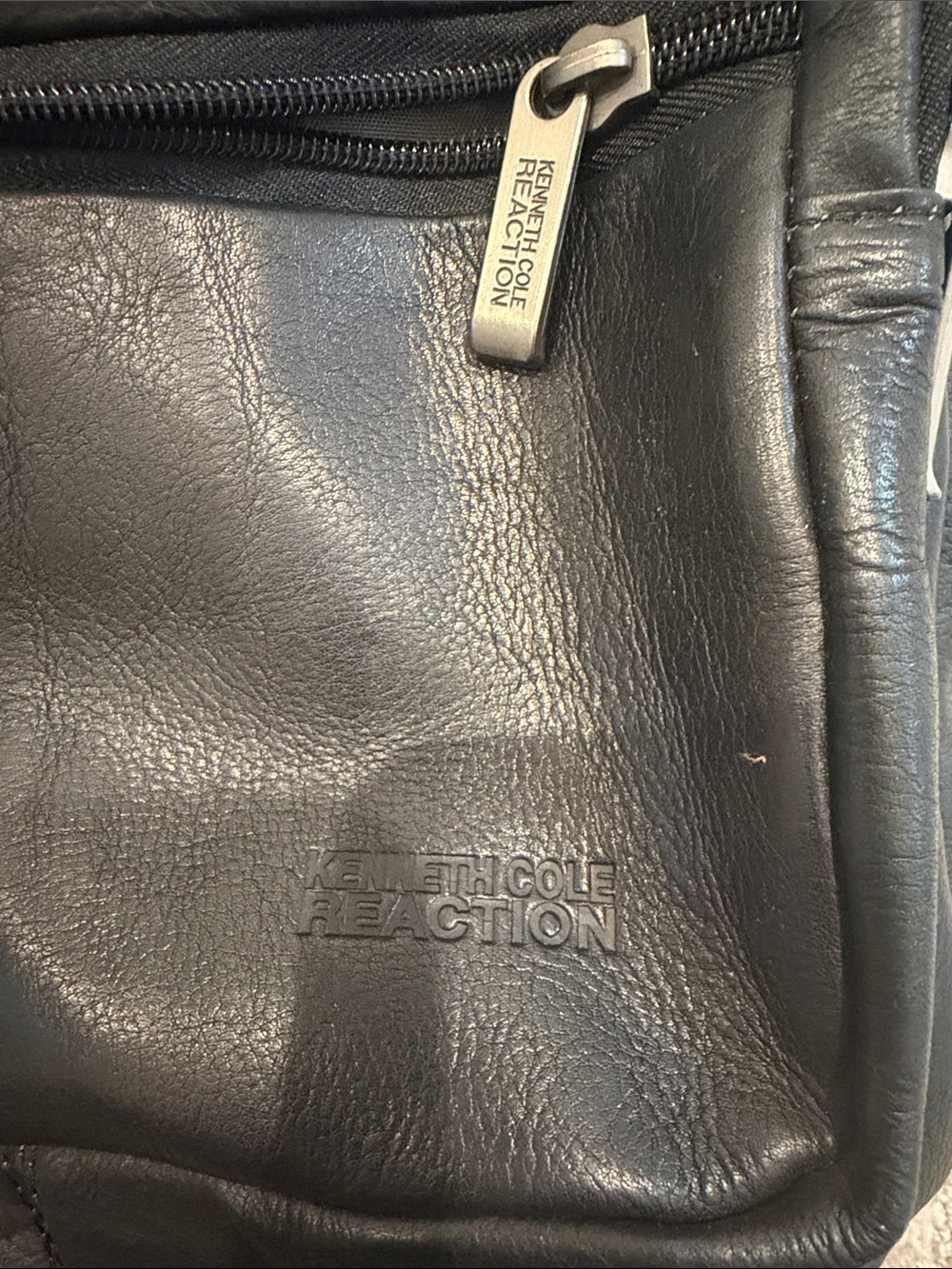 Kenneth Cole Black Leather Zip-Front Backpack - Picture 2 of 6